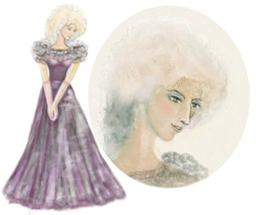 Lady in evening dress.