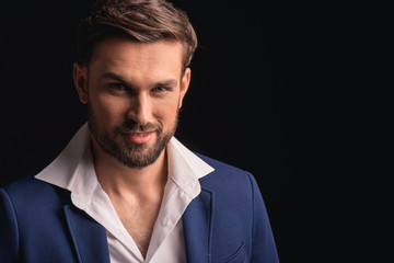 Joyful man expressing positive emotions