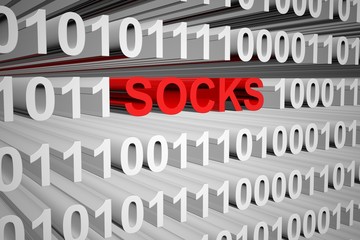 SOCKS in the form of binary code, 3D illustration