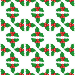 Vector cute Christmas and New year seamless mistletoe pattern card background