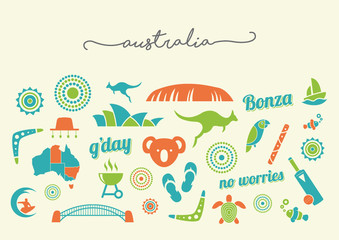 Australia icon set - vector illustrations
