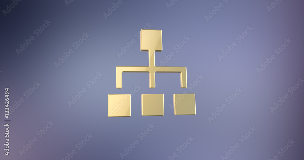 Wall mural hierarchy network gold 3d icon