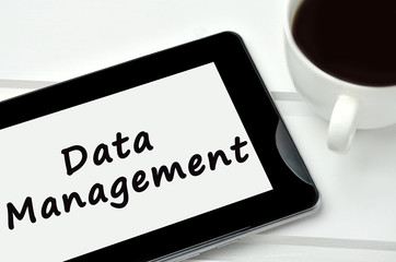 Data management words on tablet pc