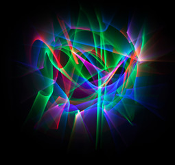 Abstract line motion of different colors, curves abstraction col