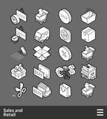 Isometric outline icons set