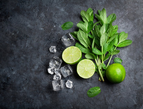 Mint, lime and ice