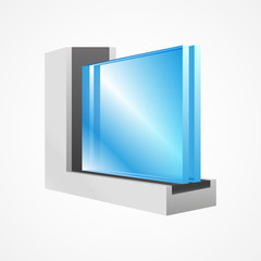 Glazed sectional, pvc glass, vector window illustration