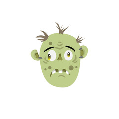 Zombie head disapointed emotion icon isolated on white background. Halloween avatar simple gradient vector.