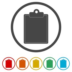Clipboard icon. Flat design style. Round icon