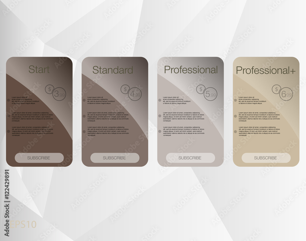 Aufkleber four banner for the tariffs and price lists. web elements. vector design for web app.