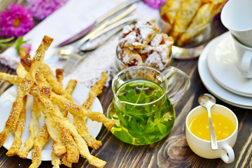 homemade cakes with tea