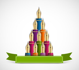 Obraz premium Christmas tree of colored ink pen. Background greeting card.