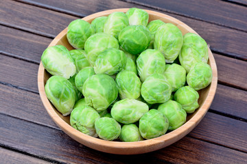 Bamboo bowl with brussels sprouts