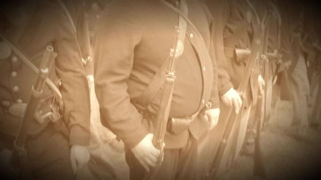 Civil War soldiers move into a formation (Archive Footage Version)