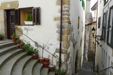 Hondarribia old village streets during a winter morning, Basque Country, Spain