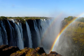 Victoria Falls view from Zimbabwe's border line with Zambia, Africa.