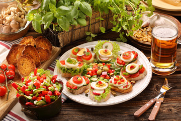 Fresh healthy vegetarian sandwiches for breakfast and salad
