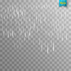 Vector rain isolated on transparent background.