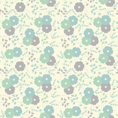 Perfect seamless pattern with cute flowers and leaves