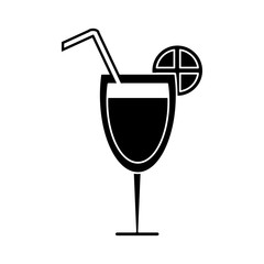 Cocktail glass with orange icon. Summer alcohol and drink theme. Isolated design. Vector illustration