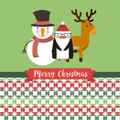 happy merry christmas characters vector illustration design