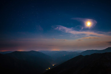 Moonrise in the mountains