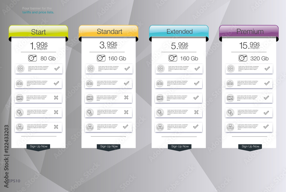 Aufkleber four banner for the clouded sky service. price list, hosting plans and web boxes banners design. fou