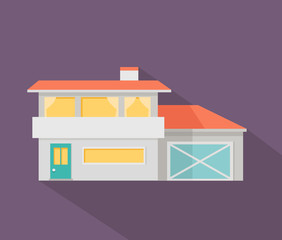 Happy House with Terrace Banner Poster Template.