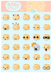 Baby emoji icons, vector, illustration