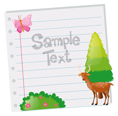 Paper template with deer and tree