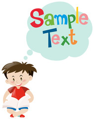 Template design with boy reading book