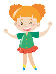 Little girl in green shirt smiling