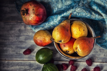 Healthy Organic fruits in the bowl