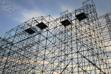 Scaffolding in the construction site