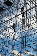 Scaffolding in the construction site