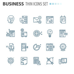 thin line flat isolated business icons set