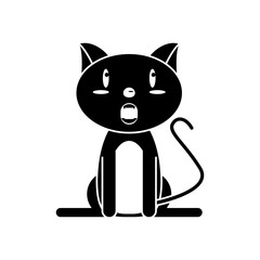Cat cartoon icon. Animal kawaii and character theme. Isolated and silhouette design. Vector illustration