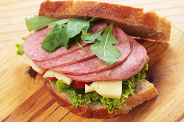 Baloney and cheese sandwich