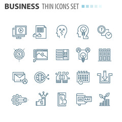 thin line flat isolated business icons set