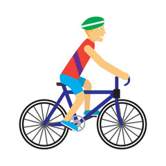 Biker with Bicycle Vector in Flat Design