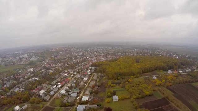 Aerial view of a village in Ukraine