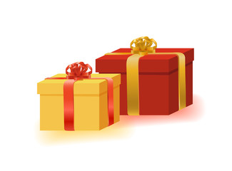 Two gift boxes with ribbons and bows vector illustration