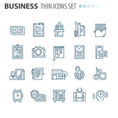 thin line flat isolated business icons set