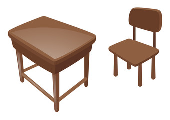 Wooden desk and chair
