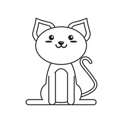 Cat cartoon icon. Animal kawaii and character theme. Isolated and silhouette design. Vector illustration
