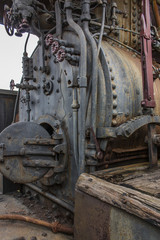 Fototapeta na wymiar Old rusted steam locomotive interior