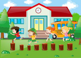 Students playing in the school yard