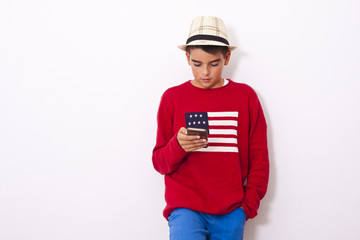 preteen boy isolated on white background