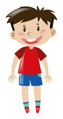Boy in red shirt smiling
