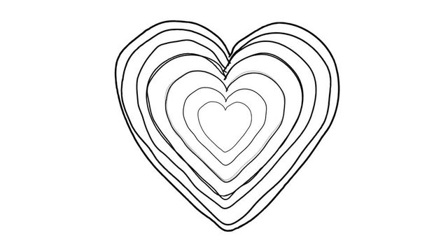 A 10 second loop of a heart shape line art sequence repeated on white background. HD 1080. 4:3 version available.